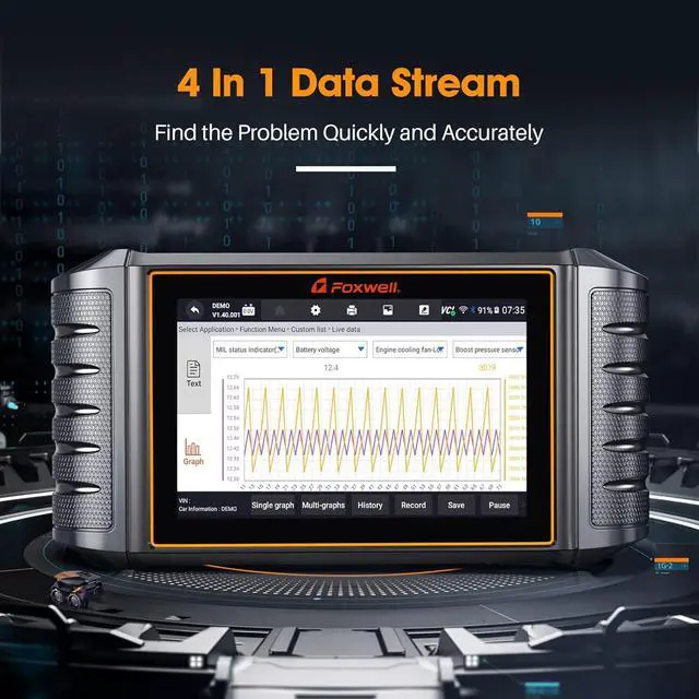 Alt view image 7 of 7 - FOXWELL NT716 OBD2 Scanner Tablet, Multi System Diagnostic Tool, 9 Service Code Reader Scanner Engine SRS Transmission Oil EPB TPMS SAS BMS Throttle Brake Reset ABS Bleeding Injector Coding Scan Tool