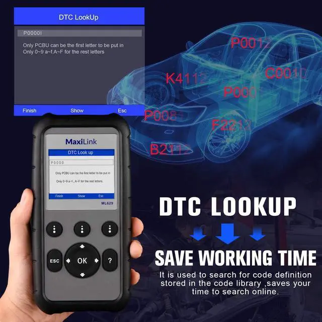Alt view image 5 of 7 - 2024 New Autel ML629 OBD2 Scanner, ABS SRS Engine Transmission Diagnostics Tool Mechanic Full OBDII Code Reader w/DTC Lookup AutoVIN, Live Data, Upgraded Ver. of AL619 AL629 for Professionals DIYers