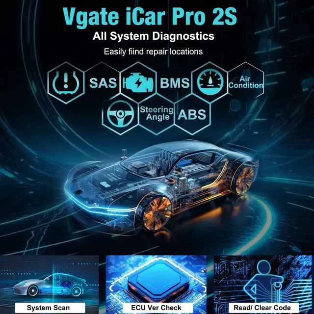 Alt view image 3 of 7 - Vgate iCar Pro 2S Bluetooth OBD2 Scanner Fixd Car Diagnostic Tool Code Reader for Android & iOS & Windows, Black
