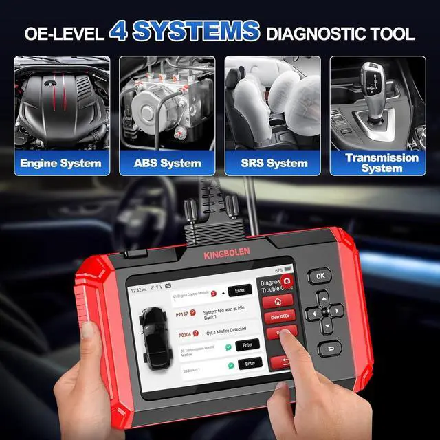 Alt view image 3 of 7 - KINGBOLEN OBD2 Scanner S800 Car Scanner, OBD2 Diagnostic Scan Tool with 15 Reset, Oil Brake Throttle Service, Engine ABS SRS Transmission Code Reader, Battery Test, AutoVIN, Lifetime Fr-ee Update