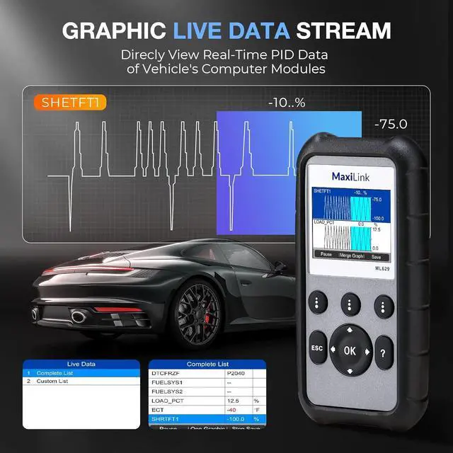 Alt view image 6 of 7 - 2025 Autel ML629 OBD2 Scanner ABS SRS Engine Transmission Diagnoses OBD II Full Functions Upgraded Version of AL519/AL619/ ML619 for DIYers Professionals