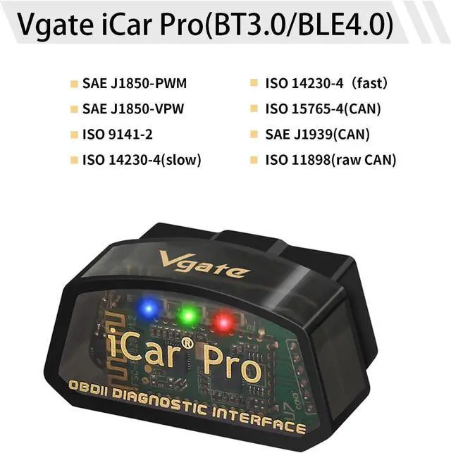 Alt view image 3 of 6 - Vgate iCar Pro(BT3.0/ BLE4.0) OBD2 Scanner Code Reader Diagnostic Scan Tool for Android & iOS & Windows Compatible with ELM327 Adapter