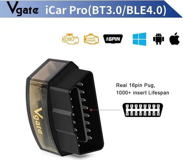 Alt view image 4 of 6 - Vgate iCar Pro(BT3.0/ BLE4.0) OBD2 Scanner Code Reader Diagnostic Scan Tool for Android & iOS & Windows Compatible with ELM327 Adapter