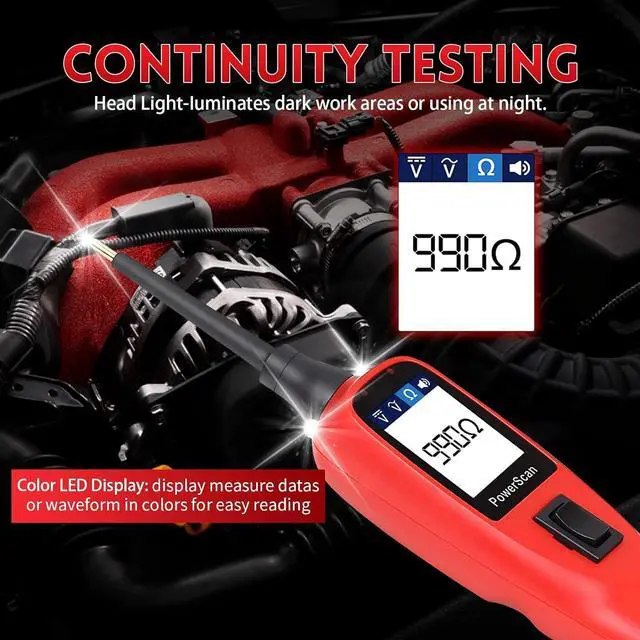 Alt view image 4 of 7 - Autel PowerScan PS100 Circuit Tester, Universal 12V 24V Automotive Power Circuit Probe Kit with 20ft Extension Cable, AC/DC/Continuity/Probe/Signal Test, Activate Component Electrical System Tool