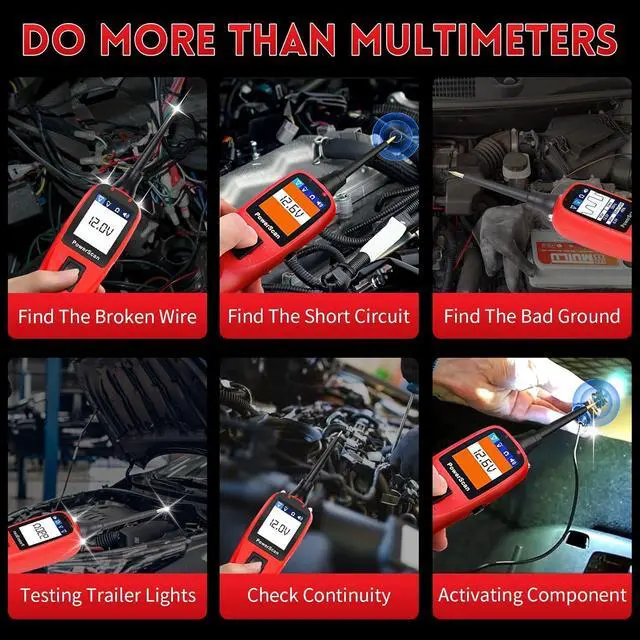 Alt view image 3 of 7 - Autel PowerScan PS100 Circuit Tester, Universal 12V 24V Automotive Power Circuit Probe Kit with 20ft Extension Cable, AC/DC/Continuity/Probe/Signal Test, Activate Component Electrical System Tool