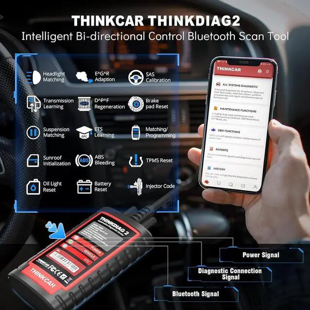 Alt view image 5 of 7 - Thinkdiag2 All System Bidirectional Control OBD2 Diagnostic Scanner for iOS & Android, Bluetooth Scan Tool with CAN-FD Protocol, AutoVIN, Active Test, 15+ Reset Functions, ECU Coding, 1 Year Fr-ee