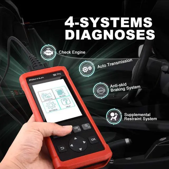 Alt view image 2 of 6 - LAUNCH Millennium 90 Pro Car OBD2 Scanner Diagnostic Tool, Full OBD II Car Code Reader, Check Engine/ABS/SRS/Transmission Car Scanner with Oil/EPB/BMS/ABS Bleeding/SAS Reset, Lifetime Free Update
