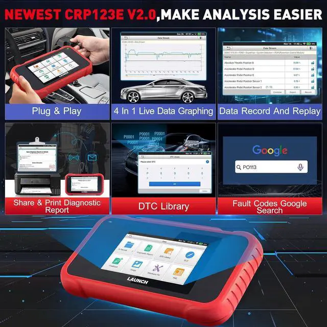 Alt view image 4 of 7 - LAUNCH OBD2 Scanner CRP123E Elite, Lifetime Free WiFi Update Scan Tool, FCA Autoauth, SAS Calibration/Throttle Reset/Oil Reset Diagnostic Scanner, Multi Systems Car Scanner, Battery Test, Auto VIN