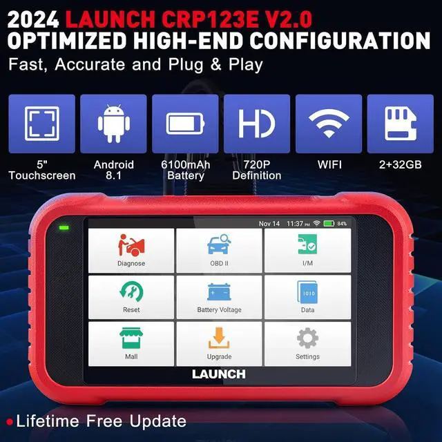 Alt view image 7 of 7 - LAUNCH OBD2 Scanner CRP123E Elite, Lifetime Free WiFi Update Scan Tool, FCA Autoauth, SAS Calibration/Throttle Reset/Oil Reset Diagnostic Scanner, Multi Systems Car Scanner, Battery Test, Auto VIN