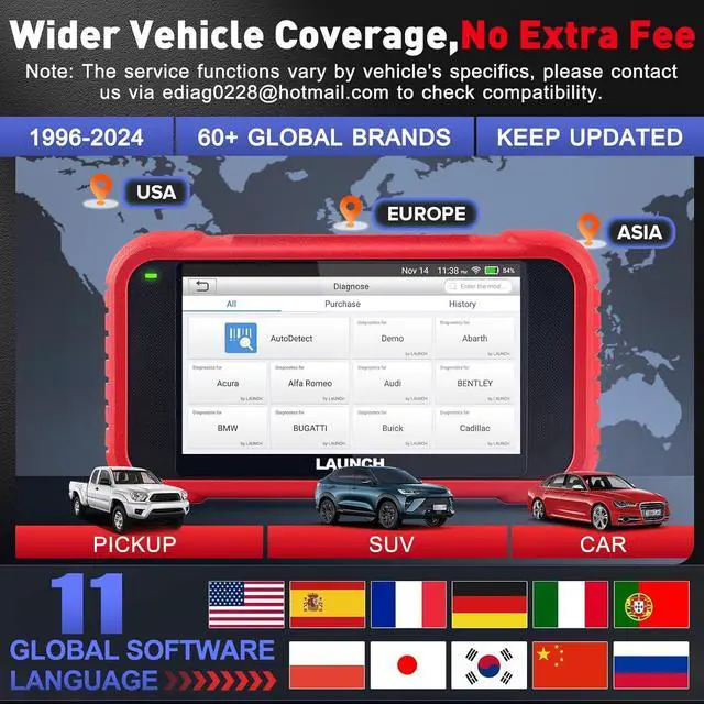 Alt view image 5 of 7 - LAUNCH OBD2 Scanner CRP123E Elite, Lifetime Free WiFi Update Scan Tool, FCA Autoauth, SAS Calibration/Throttle Reset/Oil Reset Diagnostic Scanner, Multi Systems Car Scanner, Battery Test, Auto VIN