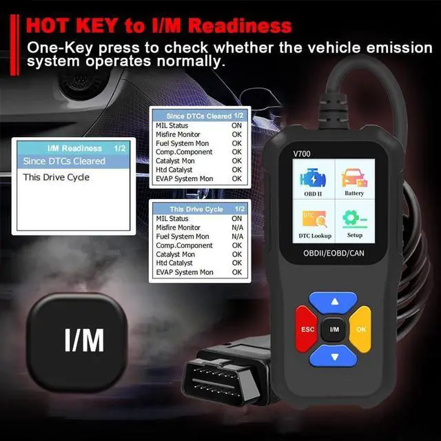 Alt view image 5 of 7 - Car Code Scanner, OBD2 Car Code Reader V700 Check Engine Light Fault Code Reader Scanner CAN Automotive Diagnostic Tool for OBDII Cars Since 1996