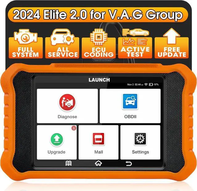 Main image of 2024 LAUNCH Creader Elite V2.0 OBD2 Scanner for VW Audi Skoda Seat, Full Systems Bi-Directional Scan Tool for VAG Vehicles, All Services Car Code Reader, ECU Coding, AUTO VIN, Fr-ee Update