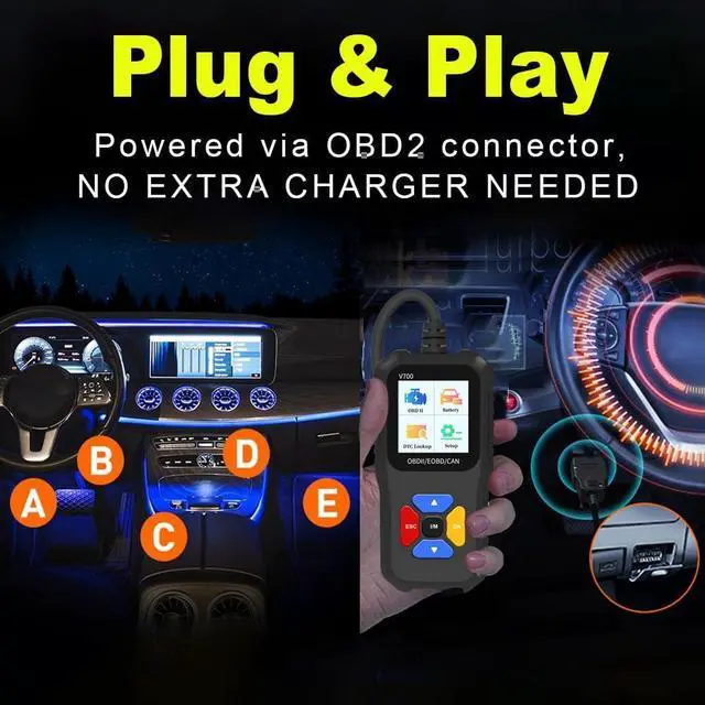 Alt view image 7 of 7 - Car Code Scanner, OBD2 Car Code Reader V700 Check Engine Light Fault Code Reader Scanner CAN Automotive Diagnostic Tool for OBDII Cars Since 1996