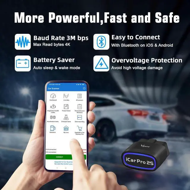 Alt view image 4 of 7 - iCar Pro 2S OBD2 Bluetooth Adapter Check Engine Vehicle Code Reader Diagnostic Scanner Tools for iOS&Android and Windows Made for Electric (EV) and Hybrid Vehicles