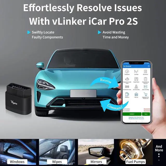 Alt view image 5 of 7 - iCar Pro 2S OBD2 Bluetooth Adapter Check Engine Vehicle Code Reader Diagnostic Scanner Tools for iOS&Android and Windows Made for Electric (EV) and Hybrid Vehicles