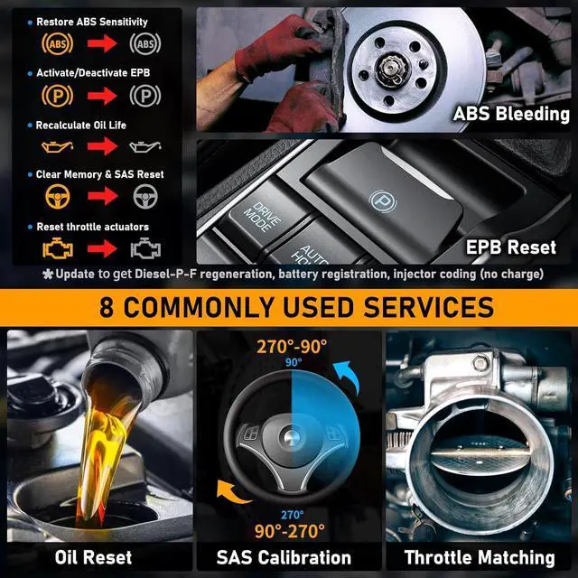 Alt view image 3 of 7 - CGSULIT All System OBD2 Scanner, SC860 Code Reader with 8 Services, ABS Bleeding/EPB/Oil/SAS/TPS Reset, Battery Registration, Injector Coding, Car Scanner Diagnostic for All Cars, Free Update