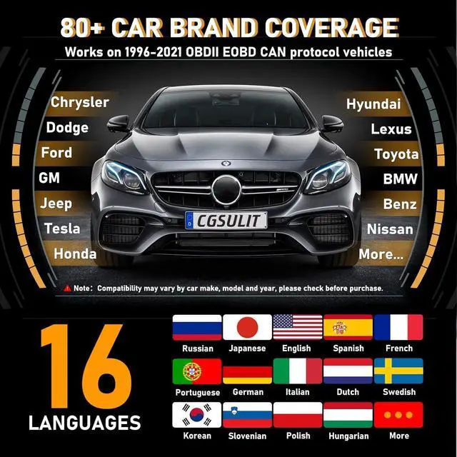 Alt view image 6 of 7 - CGSULIT All System OBD2 Scanner, SC860 Code Reader with 8 Services, ABS Bleeding/EPB/Oil/SAS/TPS Reset, Battery Registration, Injector Coding, Car Scanner Diagnostic for All Cars, Free Update