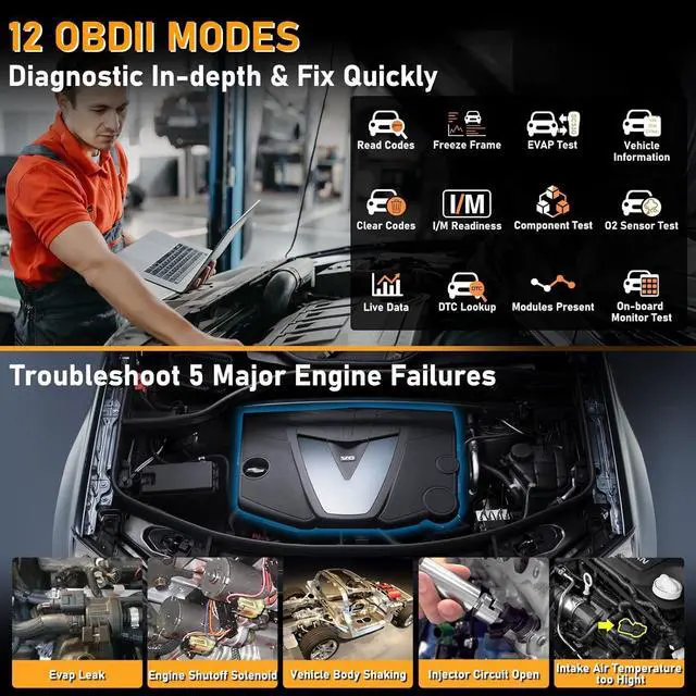 Alt view image 5 of 7 - CGSULIT All System OBD2 Scanner, SC860 Code Reader with 8 Services, ABS Bleeding/EPB/Oil/SAS/TPS Reset, Battery Registration, Injector Coding, Car Scanner Diagnostic for All Cars, Free Update