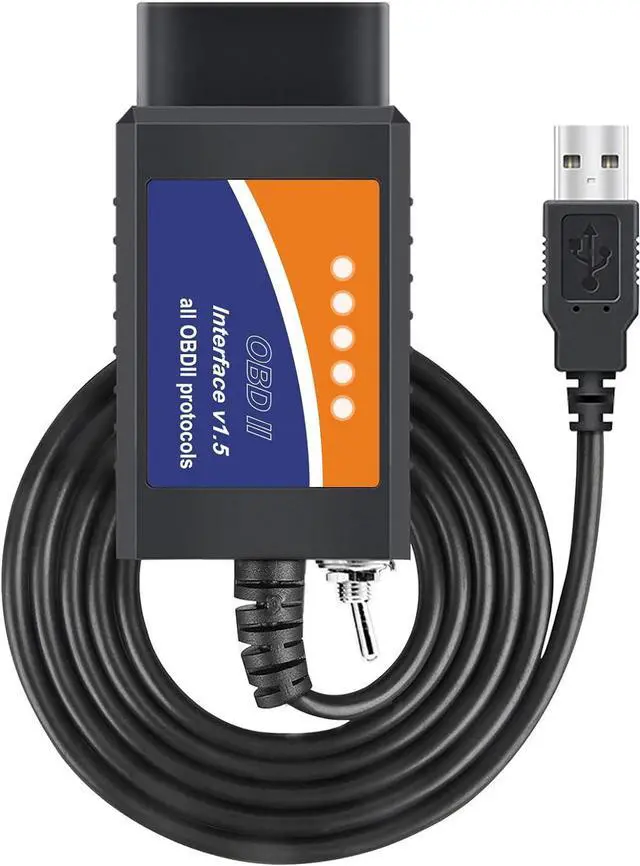 Main image of ELM327 OBD2 USB Adapter for Windows, ELMconfig Scanner with MS CAN/HS CAN Switch for Scan F150 F250 Car and Light Truck Check Engine Light, Diagnosis on Windows with V1.5 Chip