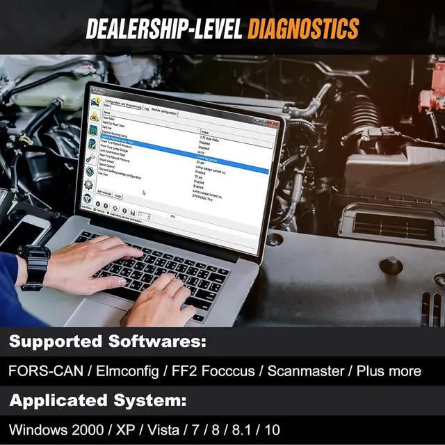Alt view image 4 of 7 - ELM327 OBD2 USB Adapter for Windows, ELMconfig Scanner with MS CAN/HS CAN Switch for Scan F150 F250 Car and Light Truck Check Engine Light, Diagnosis on Windows with V1.5 Chip
