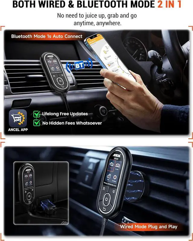 Alt view image 6 of 7 - BD320 OBD2 Scanner for VW Audi Skoda Seat All System Diagnostic Tool with EPB/Throttle/Oil Reset, Check Engine Code Reader for All 1996 & Newer Cars, Bluetooth & Wired & HUD 3 in 1 Scan Tool