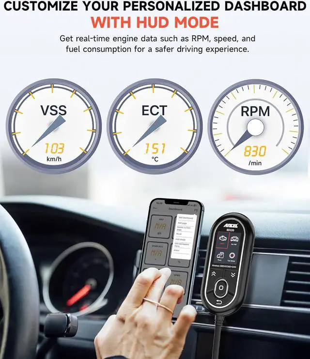 Alt view image 5 of 7 - BD320 OBD2 Scanner for VW Audi Skoda Seat All System Diagnostic Tool with EPB/Throttle/Oil Reset, Check Engine Code Reader for All 1996 & Newer Cars, Bluetooth & Wired & HUD 3 in 1 Scan Tool