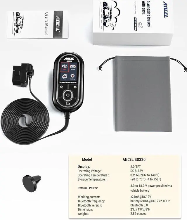 Alt view image 7 of 7 - BD320 OBD2 Scanner for VW Audi Skoda Seat All System Diagnostic Tool with EPB/Throttle/Oil Reset, Check Engine Code Reader for All 1996 & Newer Cars, Bluetooth & Wired & HUD 3 in 1 Scan Tool