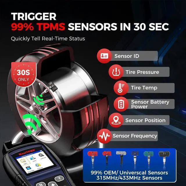 Alt view image 4 of 7 - Autel MaxiTPMS TS501 PRO TPMS Programming Tool, Same as TS508, 2024 TPMS Relearn Tool Newer of TS501 TS408S, Activate Relearn 99% Sensors, Program Autel MX-Sensors [315/433MHz], TPMS Reset/Diagnosis
