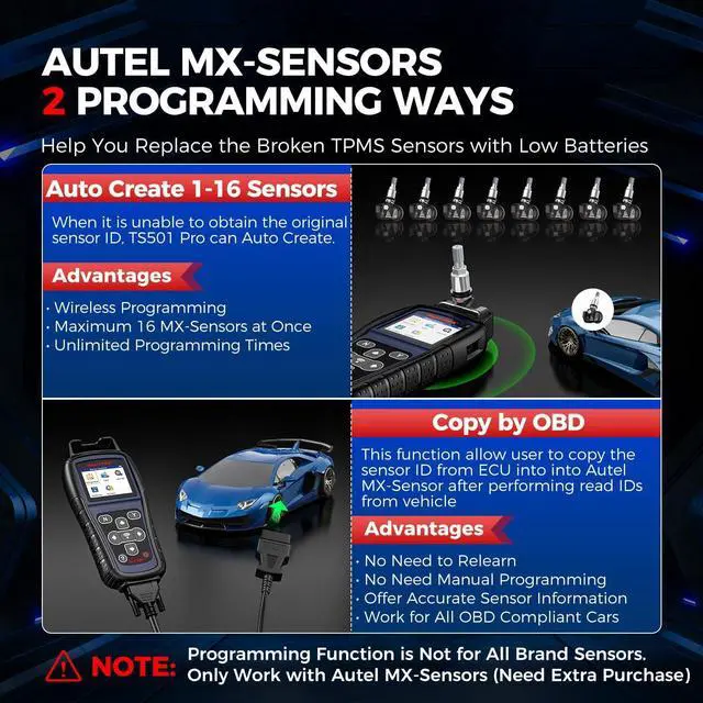 Alt view image 5 of 7 - Autel MaxiTPMS TS501 PRO TPMS Programming Tool, Same as TS508, 2024 TPMS Relearn Tool Newer of TS501 TS408S, Activate Relearn 99% Sensors, Program Autel MX-Sensors [315/433MHz], TPMS Reset/Diagnosis