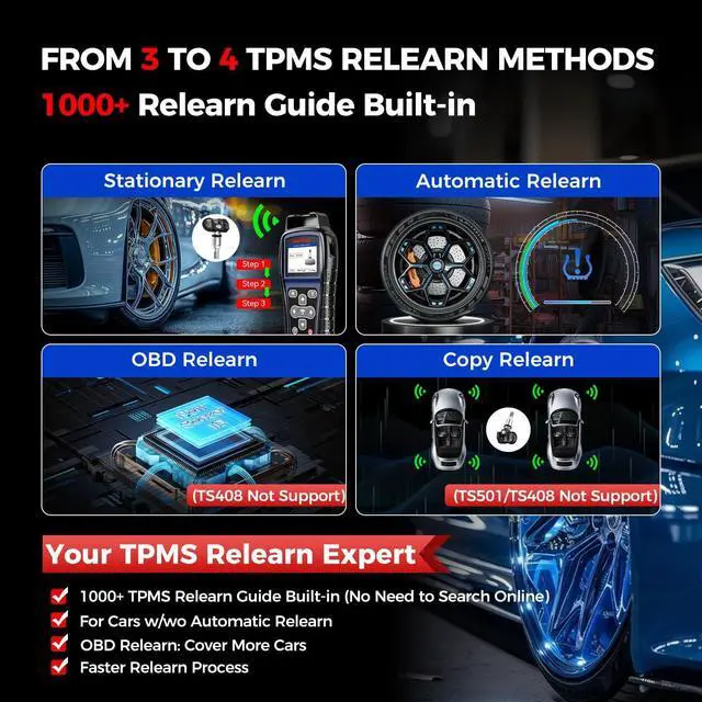 Alt view image 6 of 7 - Autel MaxiTPMS TS501 PRO TPMS Programming Tool, Same as TS508, 2024 TPMS Relearn Tool Newer of TS501 TS408S, Activate Relearn 99% Sensors, Program Autel MX-Sensors [315/433MHz], TPMS Reset/Diagnosis