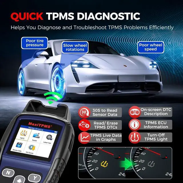Alt view image 7 of 7 - Autel MaxiTPMS TS501 PRO TPMS Programming Tool, Same as TS508, 2024 TPMS Relearn Tool Newer of TS501 TS408S, Activate Relearn 99% Sensors, Program Autel MX-Sensors [315/433MHz], TPMS Reset/Diagnosis