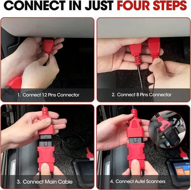 Alt view image 4 of 7 - Autel Original OBD2 12+8 Adapter for Chrysler, OBD II Bypass Cable Gateway Protocol, Universal Security Bypass 12 8 Connector for FCA SGW Car, Work for All Scanner MK808 MX808 MX900 MS906 MS908