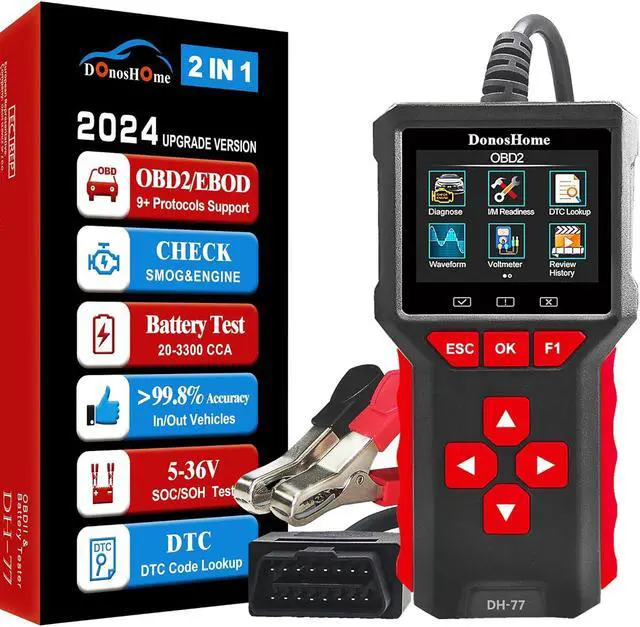 Main image of 2 in 1 OBD2 Scanner+Battery Tester 5-36V 20-3300 CCA >99.8% Accuracy 3.2" Colors Screen OBD2/EOBD Diagnostic Tool Engine Code Reader EVAP Digital Diagnosis DTC for Car Motorcycle&Truck