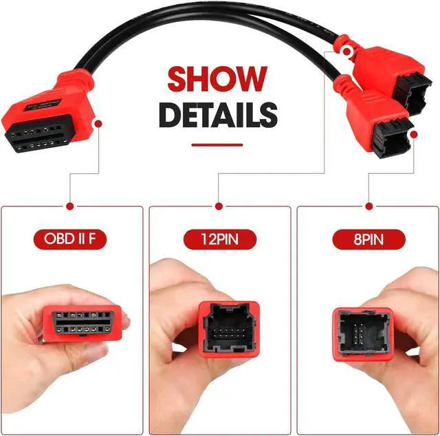Alt view image 7 of 7 - Autel Original OBD2 12+8 Adapter for Chrysler, OBD II Bypass Cable Gateway Protocol, Universal Security Bypass 12 8 Connector for FCA SGW Car, Work for All Scanner MK808 MX808 MX900 MS906 MS908