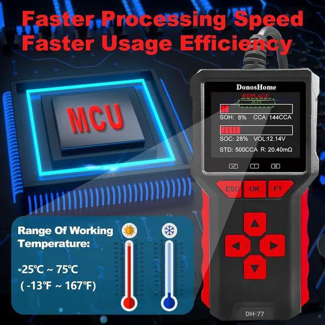 Alt view image 7 of 7 - 2 in 1 OBD2 Scanner+Battery Tester 5-36V 20-3300 CCA >99.8% Accuracy 3.2" Colors Screen OBD2/EOBD Diagnostic Tool Engine Code Reader EVAP Digital Diagnosis DTC for Car Motorcycle&Truck