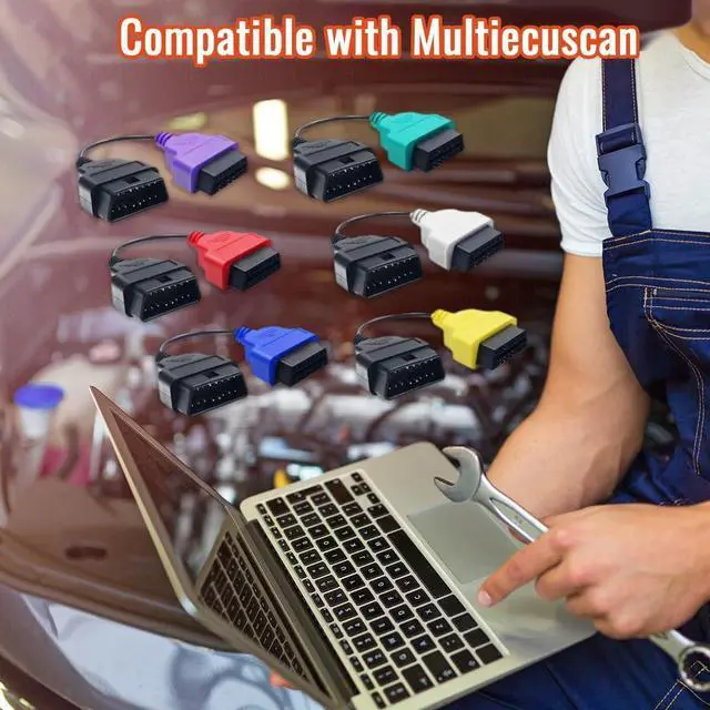 Alt view image 4 of 6 - OBD2 Adapter 6PCS for MultiECUScan Adapter Cable 6 Colors Adapter Cable OBD2 Diagnostic ECU Scan Tool Replacement for Fiat for Lancia