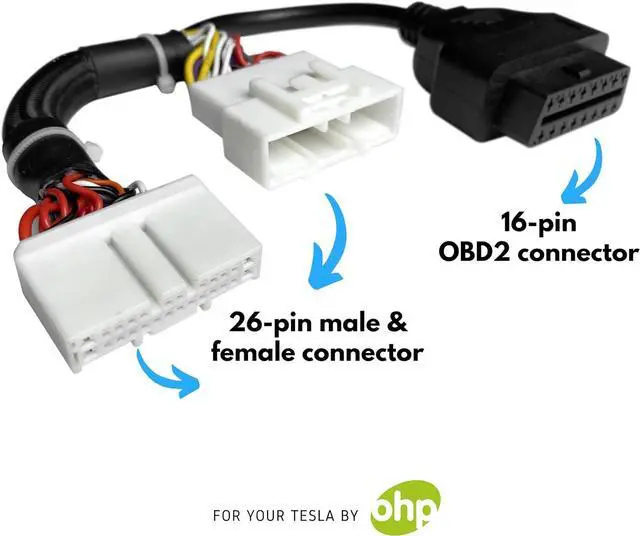 Alt view image 3 of 7 - OHP Tesla Model 3 Model Y Custom Build OBD2 Harness Adapter for Full Diagnostics - Compatible with OBDLink/Veepeak Scanners & ScanMyTesla App