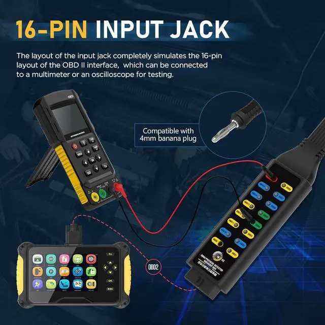 Alt view image 3 of 7 - OBD2 Breakout Box, Automotive OBDII Protocol Detector Communication/Power/Ground Detection Breakout Box 16-Pin CAN 17.7 inches Cable Fault Diagnosis Scan Tool with Universal Wire Jumper and Clips