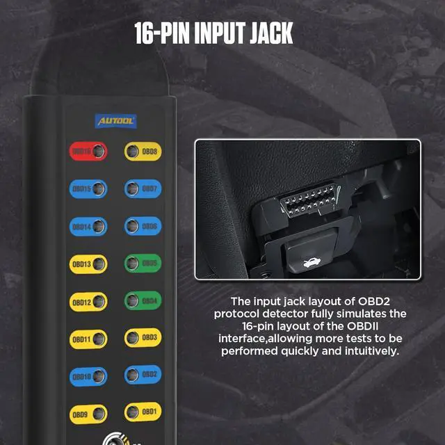 Alt view image 2 of 7 - AUTOOL OBD2 Breakout Box OBDII Protocol Detector for Monitoring Signals of Communication/Power/Grounds, 16-Pin CAN Breakout Box, 4mm Banana Jack with Multi-Function Jumper
