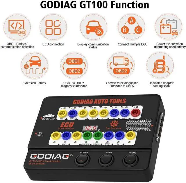 Alt view image 3 of 7 - GODIAG® Auto ECU Breakout Box, GT100 Breakout Box OBDII Protocol Detector for OBDII Protocol Communication Detection/ECU Tool Maintenance/Diagnosis/Programming/Coding