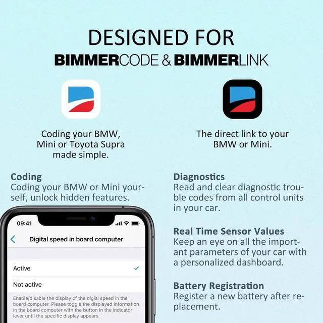 Alt view image 2 of 7 - Vgate vLinker BM Plus Bluetooth BLE OBD2 Scanner for BMW/Mini, Works with iPhone & Android Unlock Car Hidden Features in BimmerCode, OBD II Diagnostic Tool