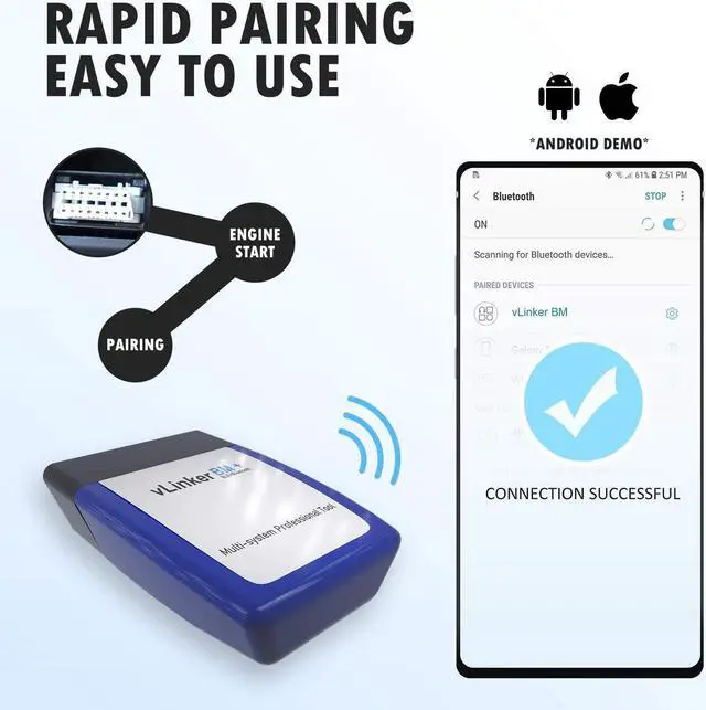 Alt view image 6 of 7 - Vgate vLinker BM Plus Bluetooth BLE OBD2 Scanner for BMW/Mini, Works with iPhone & Android Unlock Car Hidden Features in BimmerCode, OBD II Diagnostic Tool