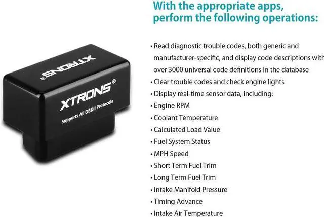 Alt view image 7 of 7 - XTRONS Wireless Bluetooth OBD2 Android OBDII Car Auto Diagnostic Scanner Tool Torque Special for XTRONS Android Car Stereo for Ford for Cadillac for Lexus for VW for Porsche for BMW (TQ101 TME100L)