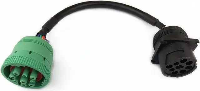 Main image of 9pin J1939 Adapter Cable Type 1 Black Connector to Type 2 Green Connector for Truck Diagnostic Tool and ELD GPS Trackers