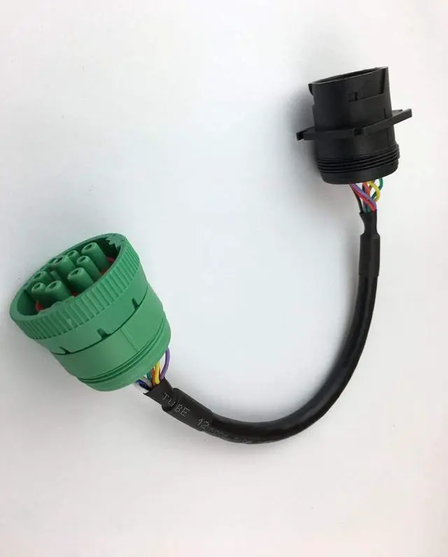 Alt view image 5 of 5 - 9pin J1939 Adapter Cable Type 1 Black Connector to Type 2 Green Connector for Truck Diagnostic Tool and ELD GPS Trackers