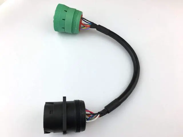 Alt view image 4 of 5 - 9pin J1939 Adapter Cable Type 1 Black Connector to Type 2 Green Connector for Truck Diagnostic Tool and ELD GPS Trackers