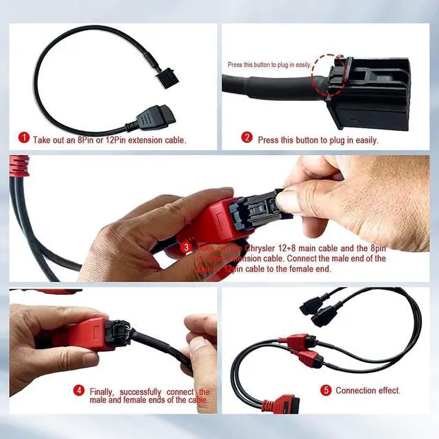 Alt view image 4 of 6 - Obd2 Cable 12 8 Extension Adapter Cable for DS808 Maxisys MS905 MS906 MS908 Pro Maxisys Elite Scanner Tool, 12+8Pin Security Bypass Cable (4 PCS)