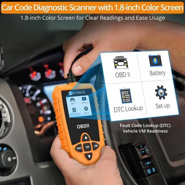 Alt view image 4 of 7 - Neoteck 9 Protocols OBD II Scanner with Color Screen Car Code Diagnostic Scanner for VIN/CID/CVN/EVAP/Engine Fault Check Multilingual OBD2 Scanner Code Reader Supports Vehicles with OBDII/EOBD
