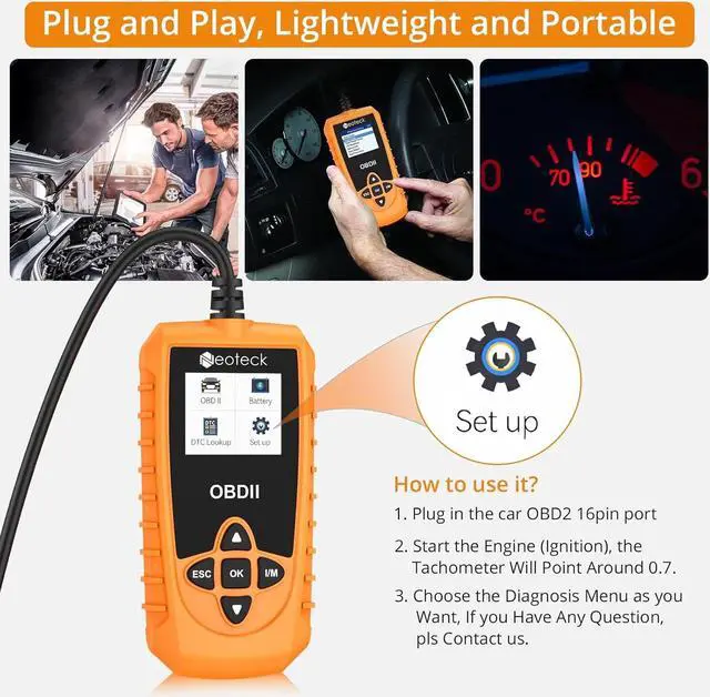 Alt view image 7 of 7 - Neoteck 9 Protocols OBD II Scanner with Color Screen Car Code Diagnostic Scanner for VIN/CID/CVN/EVAP/Engine Fault Check Multilingual OBD2 Scanner Code Reader Supports Vehicles with OBDII/EOBD