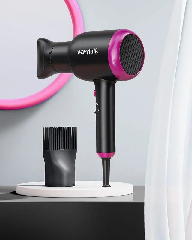 Alt view image 6 of 6 - Wavytalk Professional Hair Dryer with Diffuser, 1875W Blow Dryer Ionic Hair Dryer for Women with Constant Temperature, Hair Dryer with Ceramic Technology Fasting Drying Light and Quiet, Black